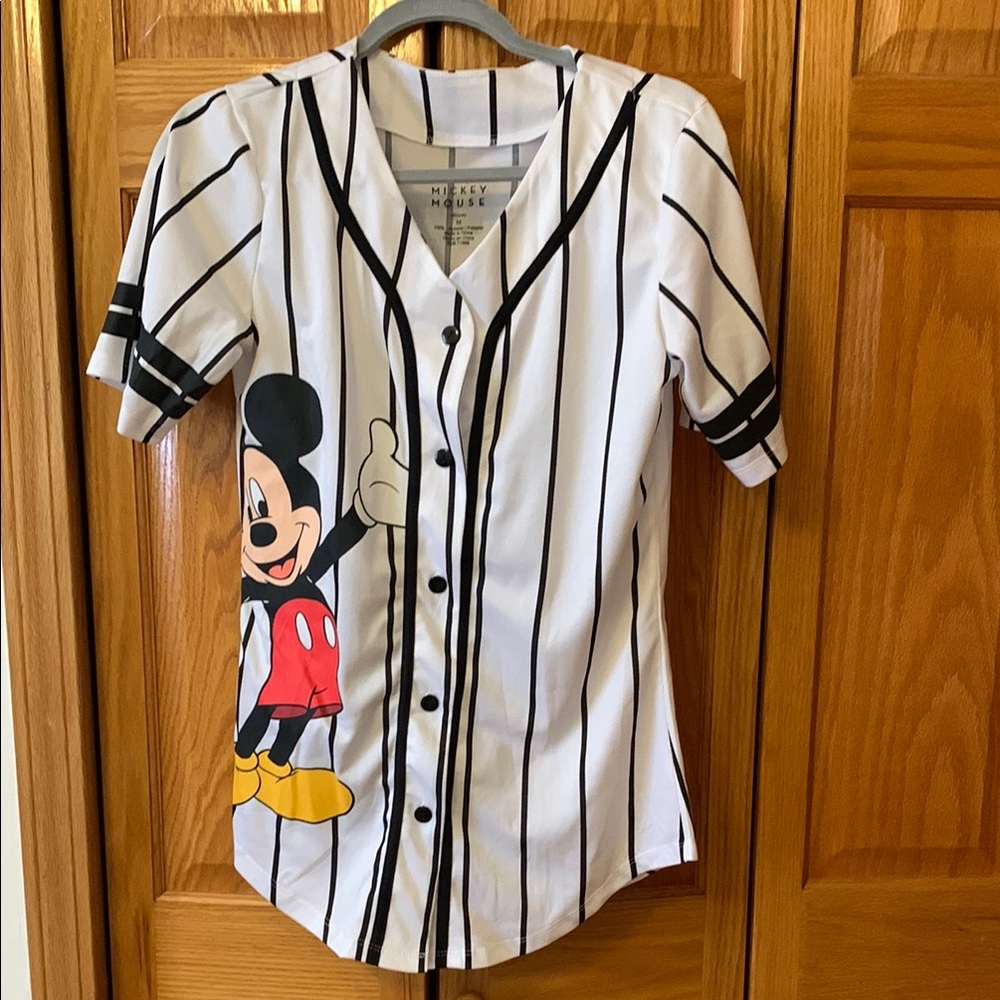 Disney Mickey Mouse Striped Kids Shirt - White and Black